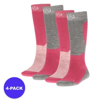 Apollo (sports) - skisokken unisex - pink design - maat 39/42 - 4-pack -