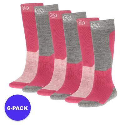 Apollo (sports) - skisokken unisex - pink design - maat 39/42 - 6-pack -