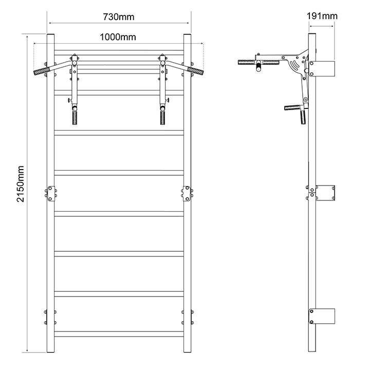 Indoor and Outdoor Swedish Ladder Wall Bars with Pull Up Dip Bar Training Set 7/7