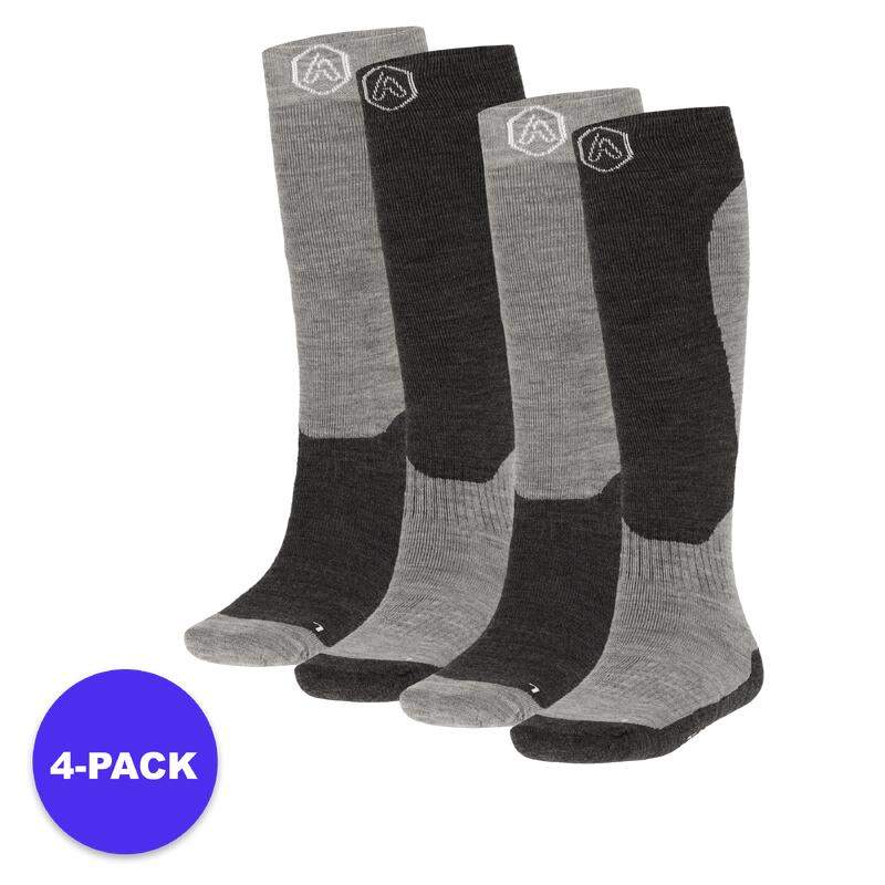 Apollo (Sports) | Chaussettes de ski unisexes | Gris | Taille 46/48 | 4-Pack