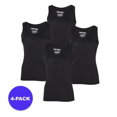 Apollo (sports) - bamboe hemd dames - zwart - maat xl - 4-pack - voordeelpakket