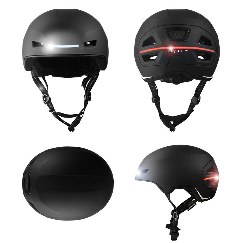 Casco E-Bike para adultos | Certificado NTA 8776 | Negro con luces LED