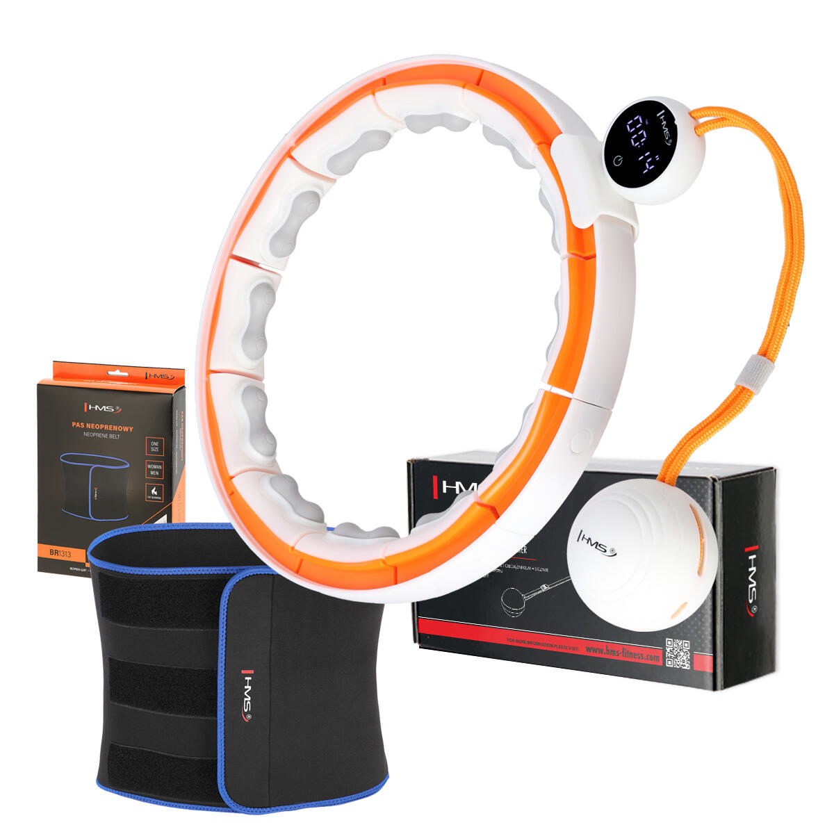 HMS Sada masážní hula hoop HHM21 a BR163 zeštíhlujícího pásu