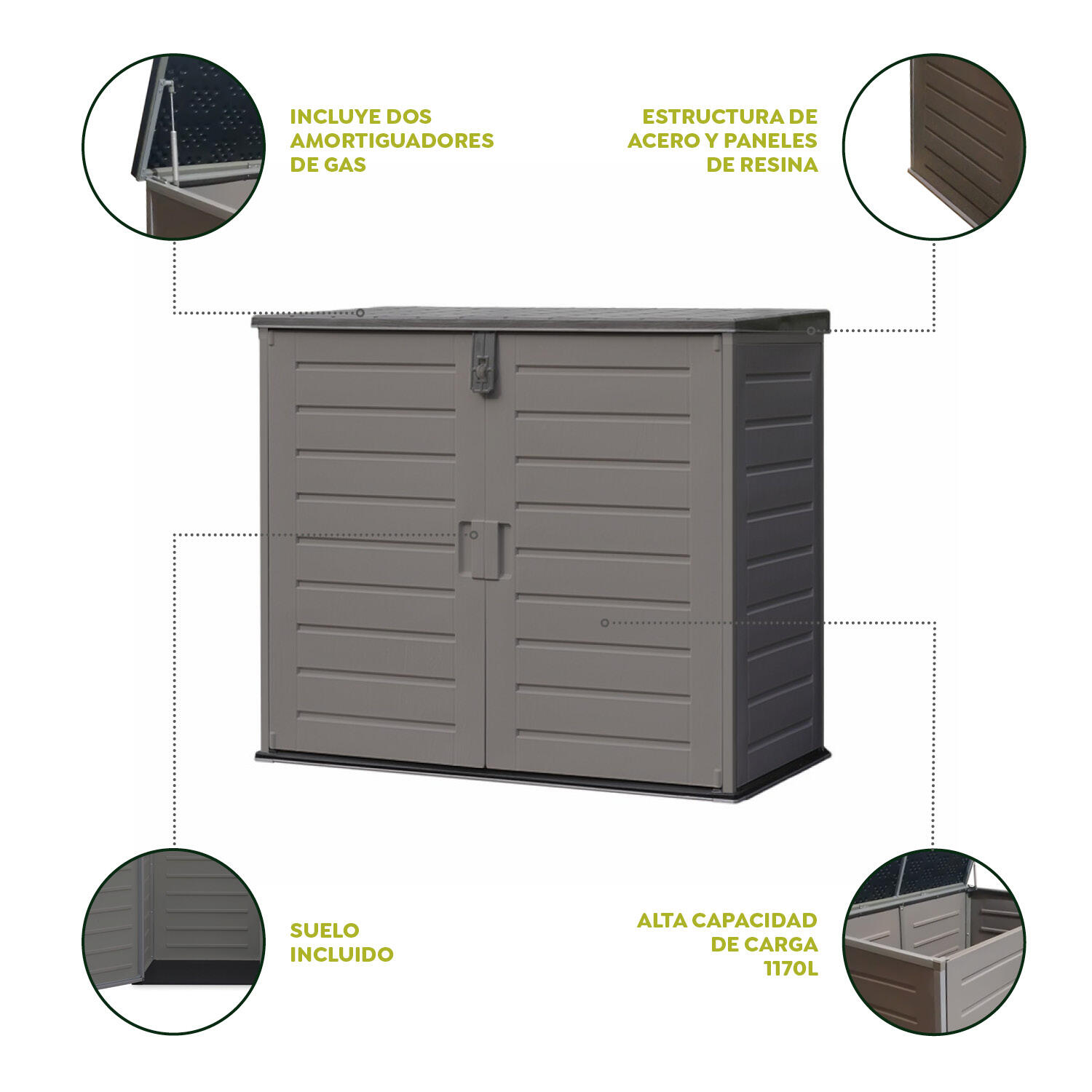 Armoire résine Multibox 1170 L - 140x82x124 cm Structure en acier et sol inclus 3/5