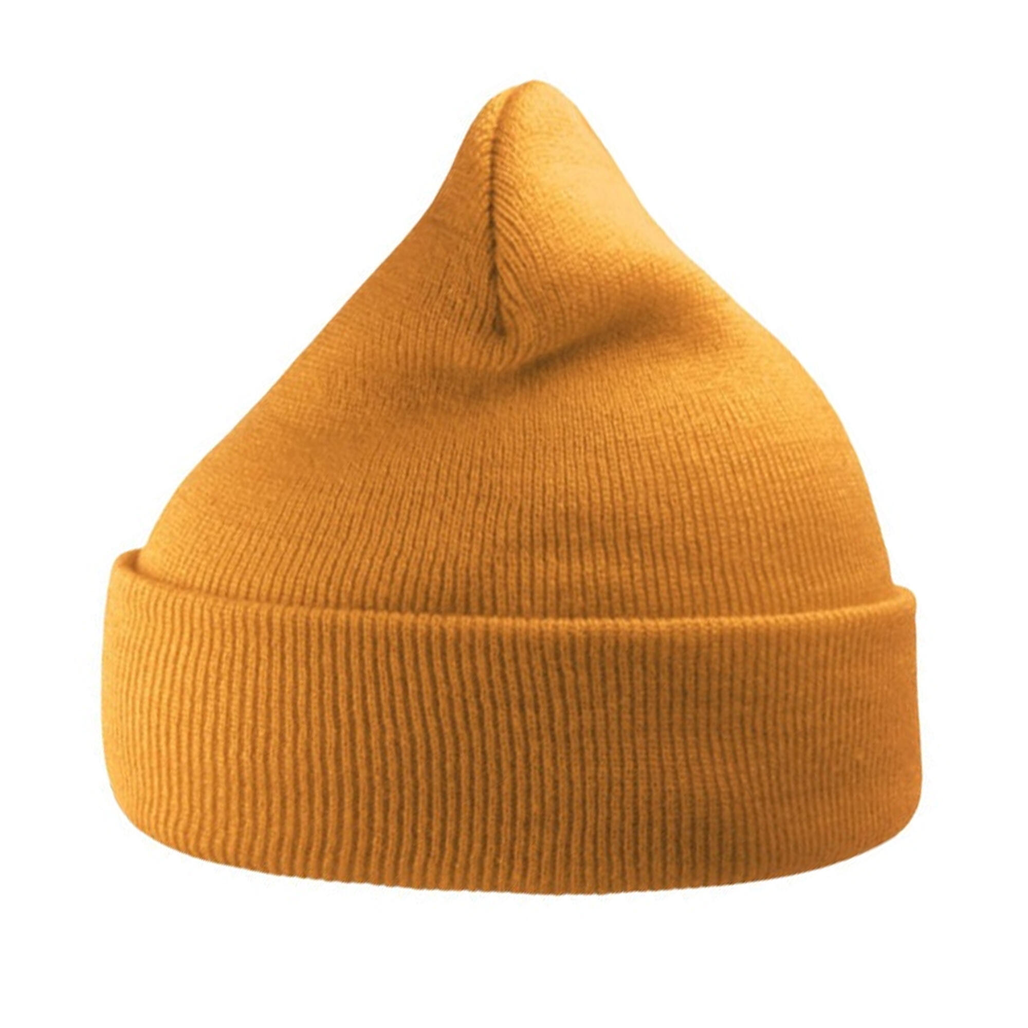 Wind Double Skin Beanie With Turn Up (Golden Yellow) 2/3