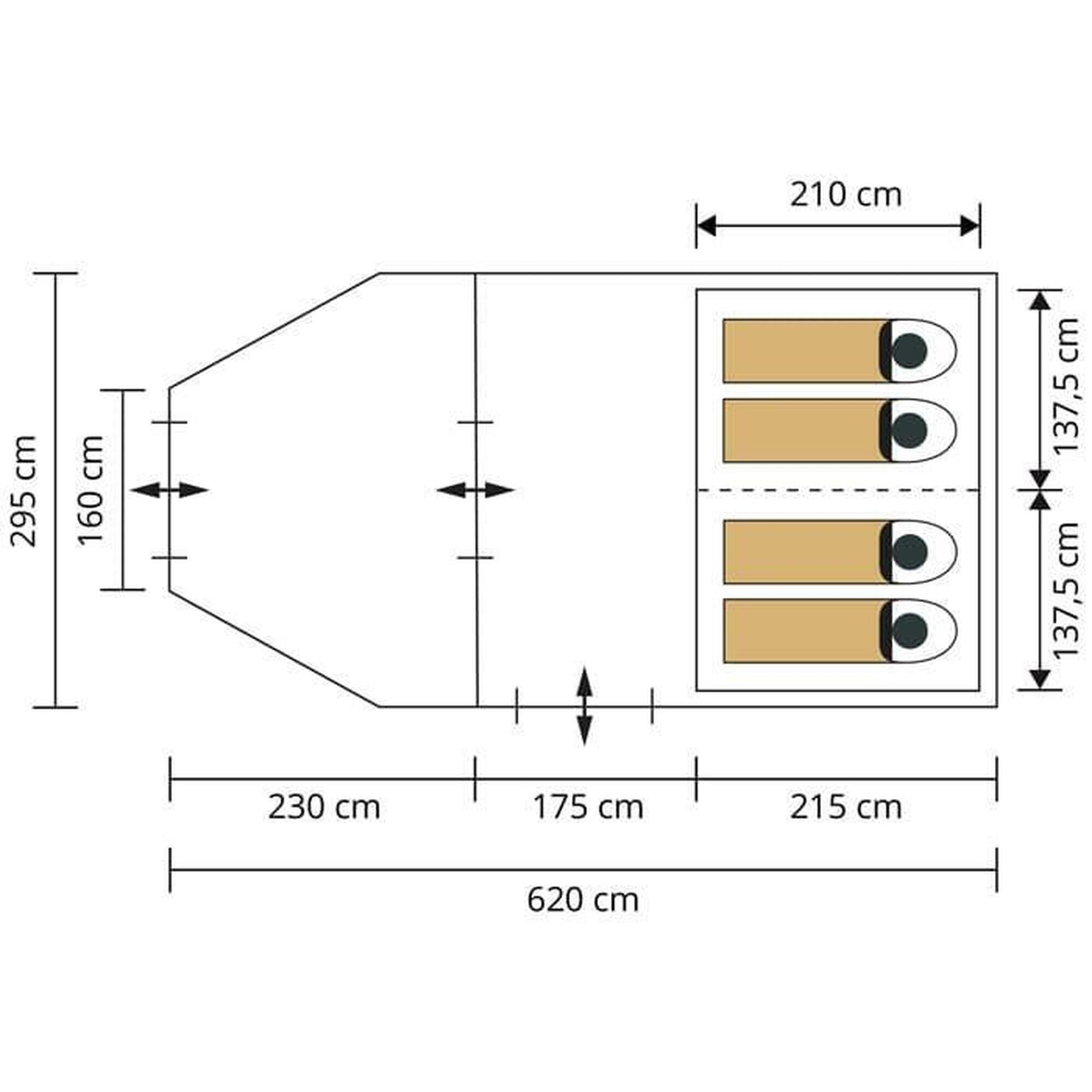 Tenda da campeggio a tunnel - Canyon 4 Protect - per 4 persone - tettoia