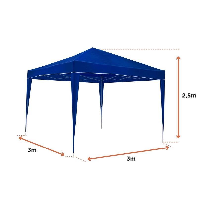 Tonnelle pliable California 3x3m, bleue, jardin, plage, campagne et terrasse