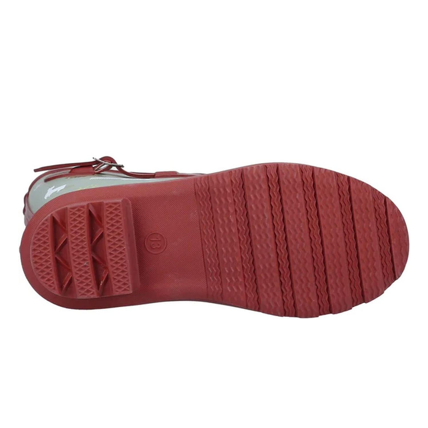 Bottes De Pluie Enfant (Vert Kaki / Rouge) 4/5
