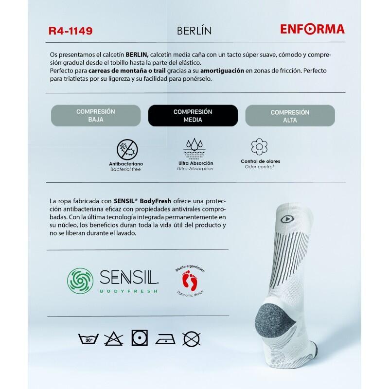 Calcetines de Running Enforma BERLÍN Blanco.Frescura y suavidad. 3/6