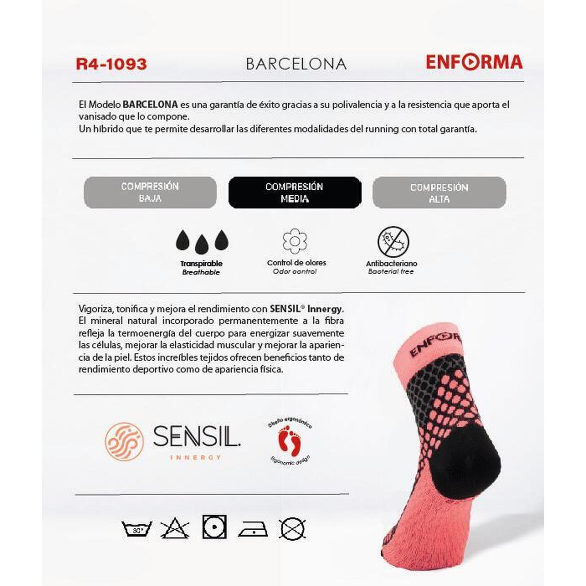 Calcetines de Running Enforma BARCELONA Coral.Resistente y Polivalente.