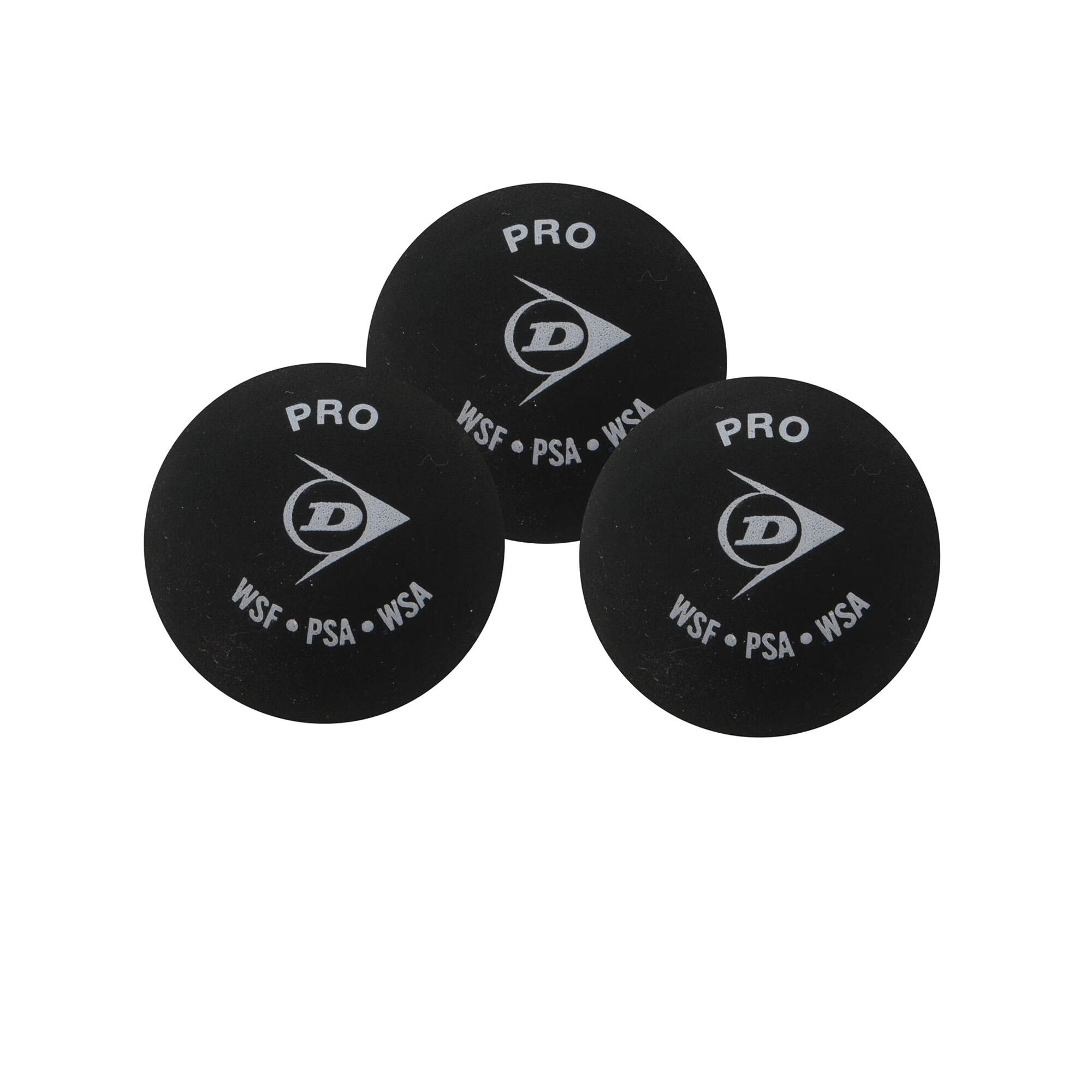 SquashBälle "Pro" 3erPack Elastisches KohlenwasserstoffPolymer Damen und Herren 3/3