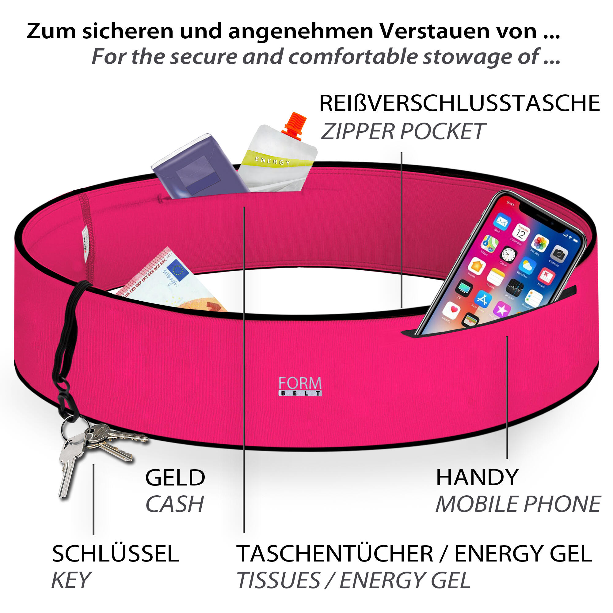 Formbelt Laufgürtel Plus für Handy-pink 2/6