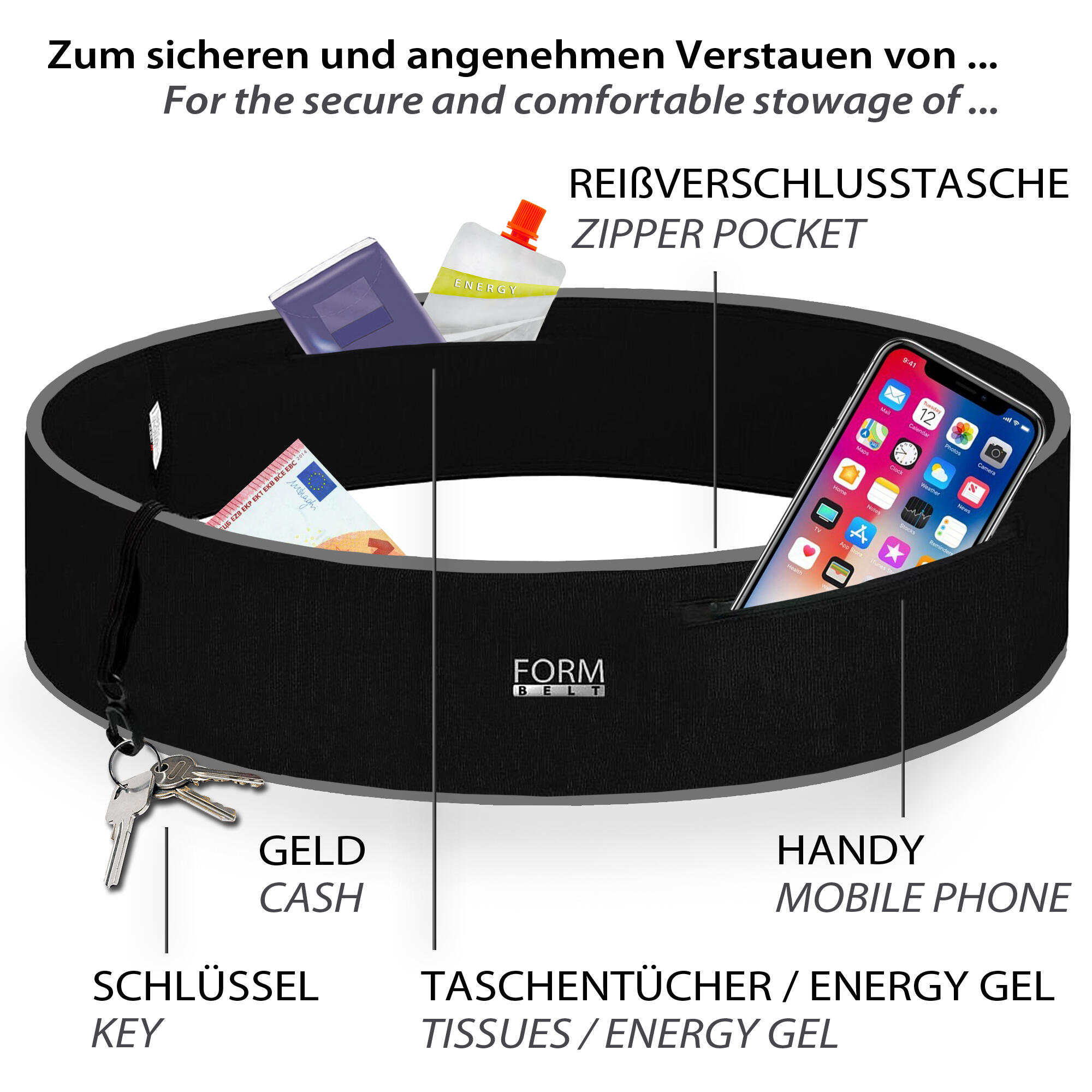 FORMBELT Formbelt Laufgürtel Plus für Handy-schwarz