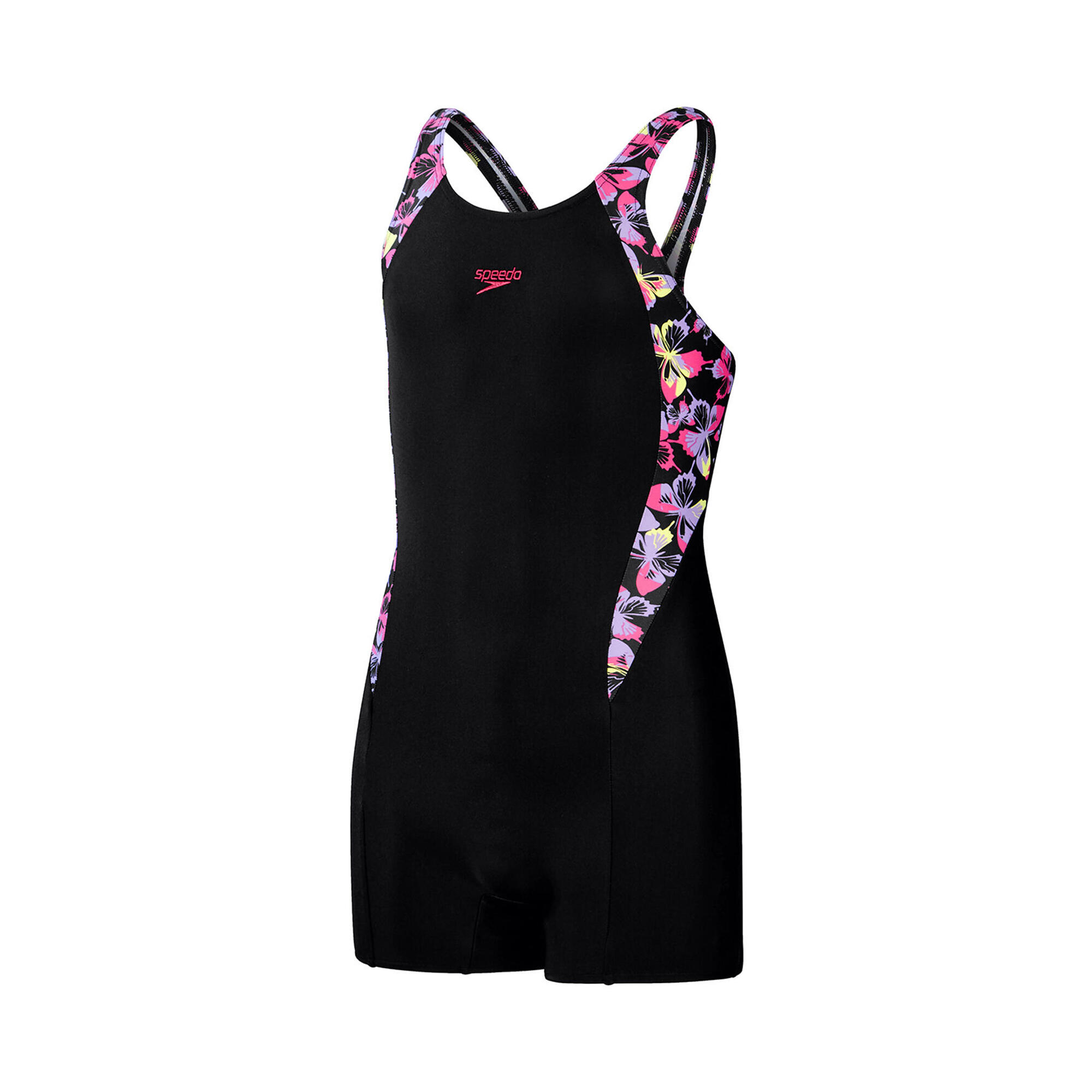 Girls' shorty swimsuit (Black / Pink)