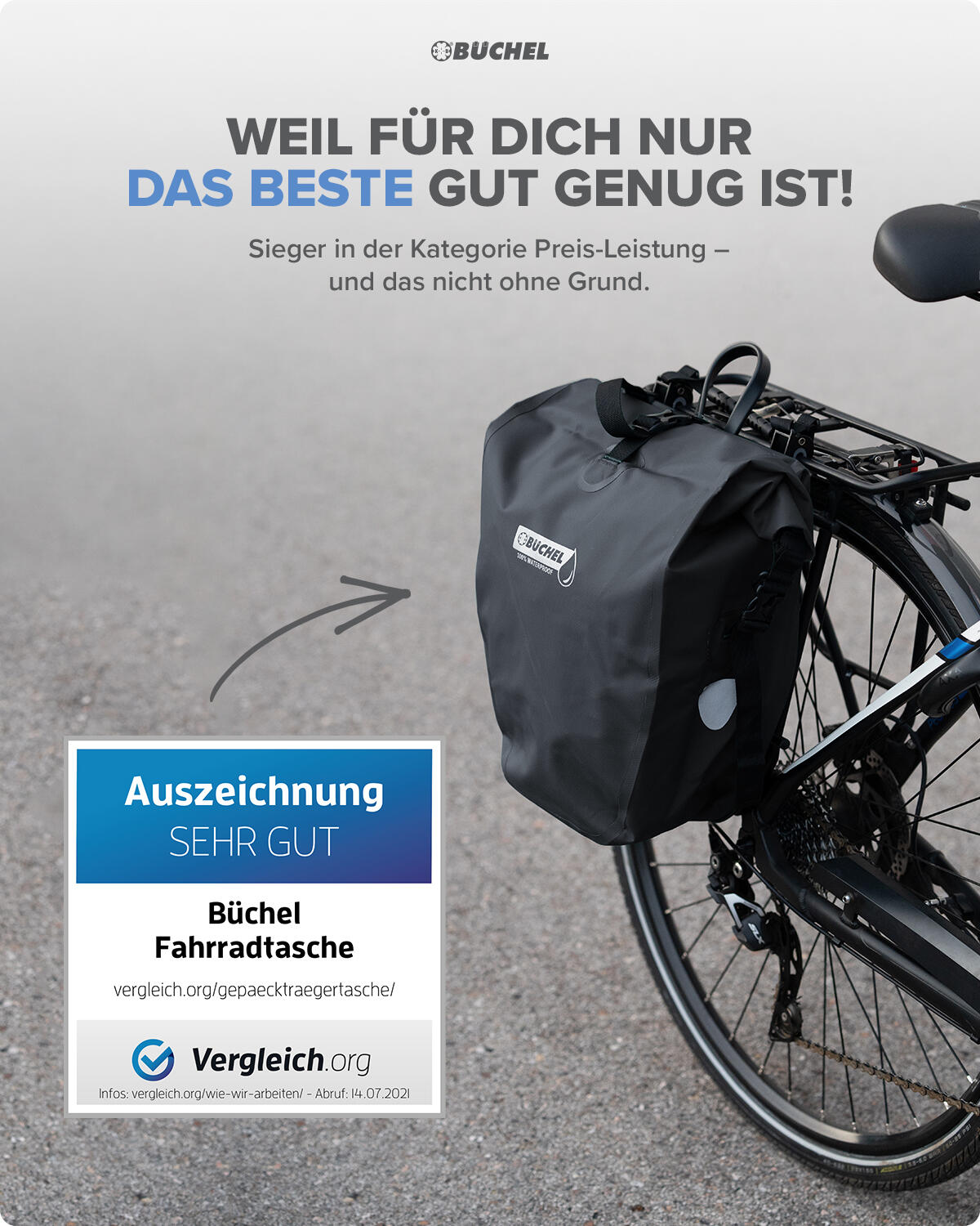 Fahrradtasche Büchel - 100% Wasserdicht - 254 Liter - Schwarz 2/7