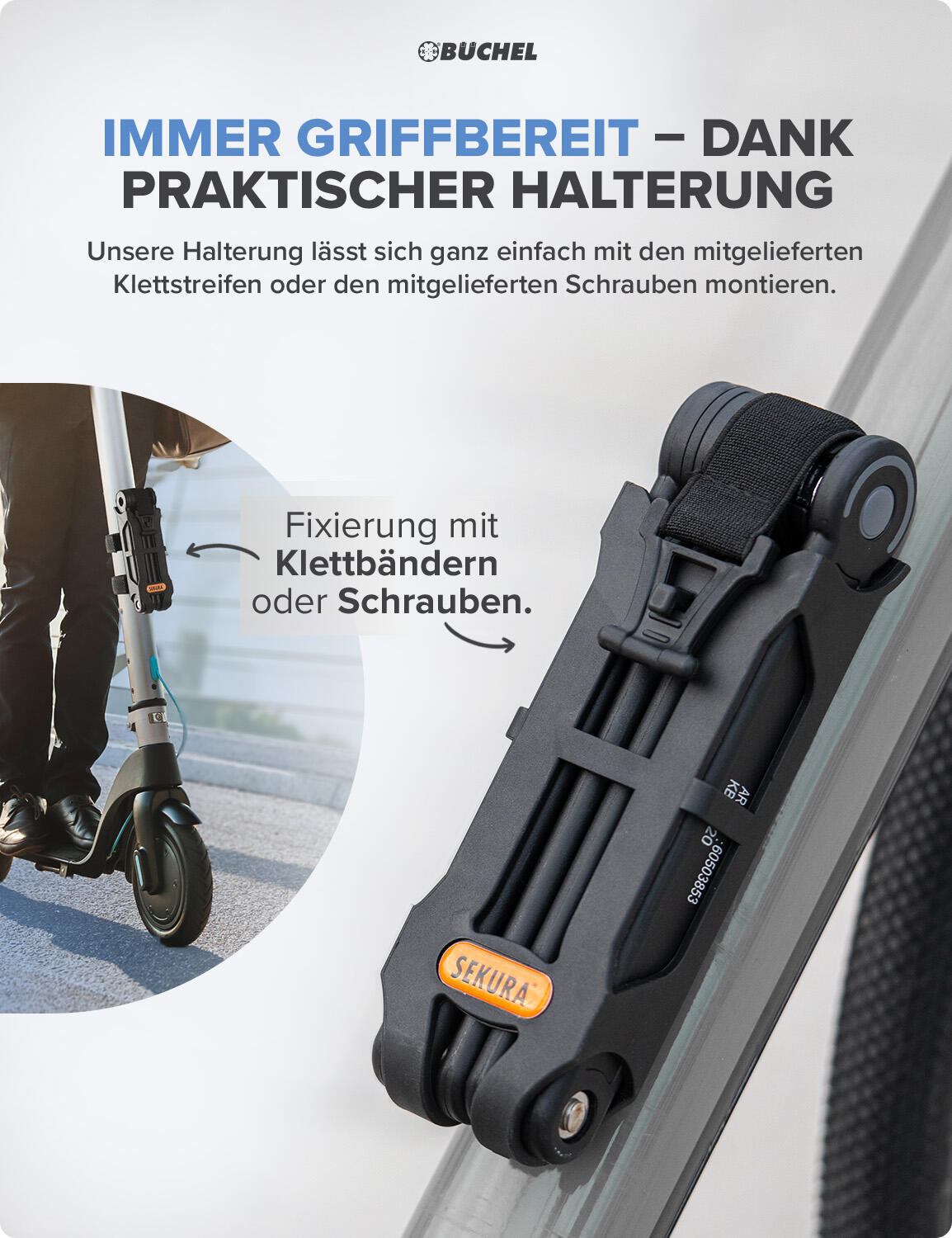 Sekura Faltschloss 85cm, inkl. Halterung 6/6