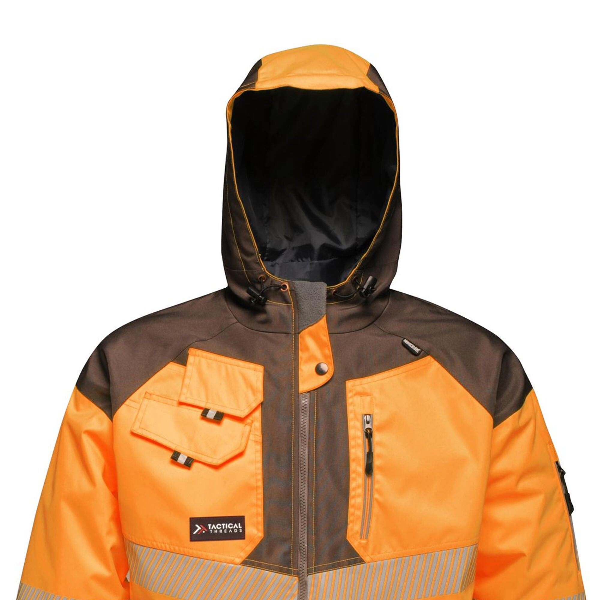 Mens HiVis Reflective Waterproof Jacket (Orange/Grey) 3/4