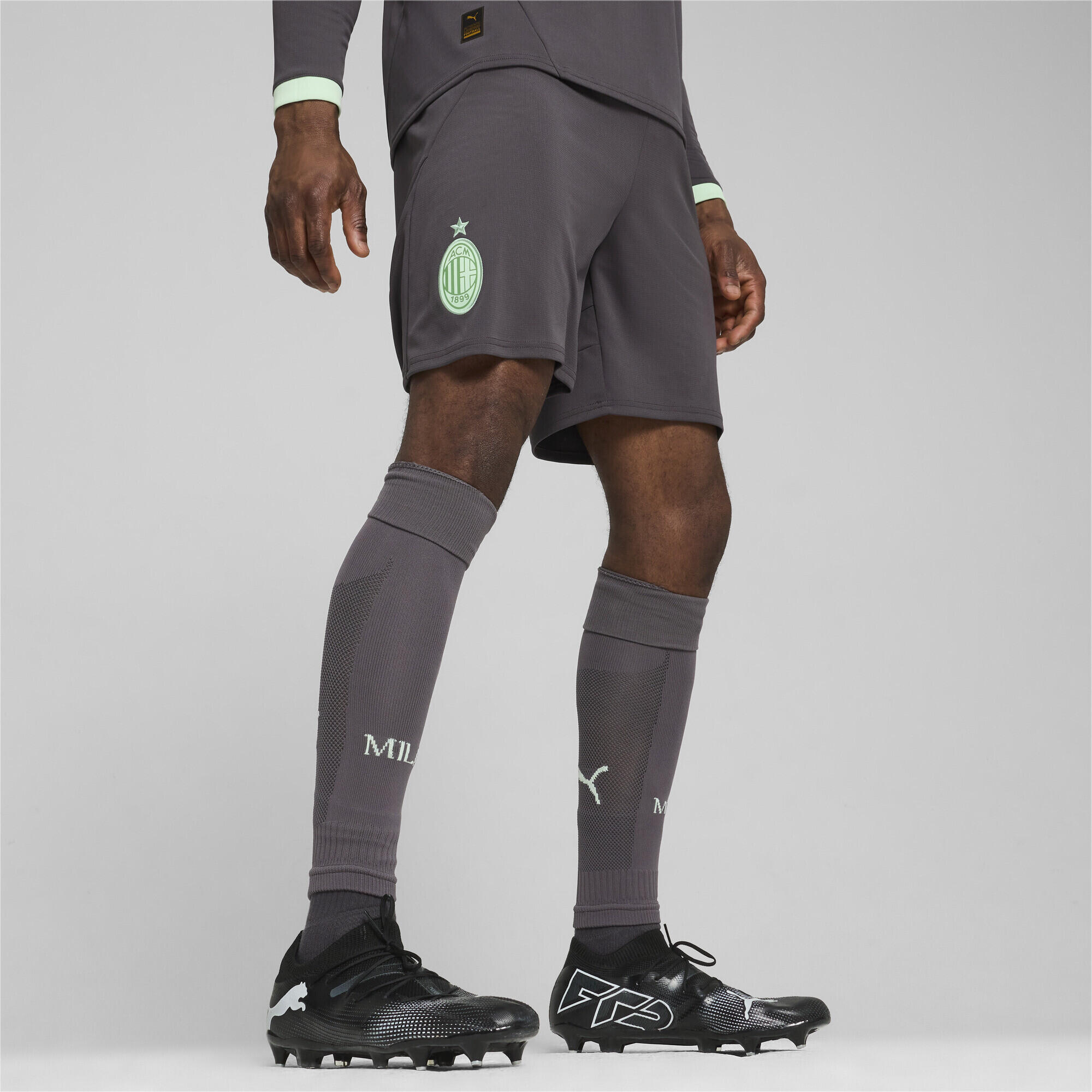 AC Milan 24/25 short voor heren PUMA Shadow Gray Fresh Mint Green 2/7
