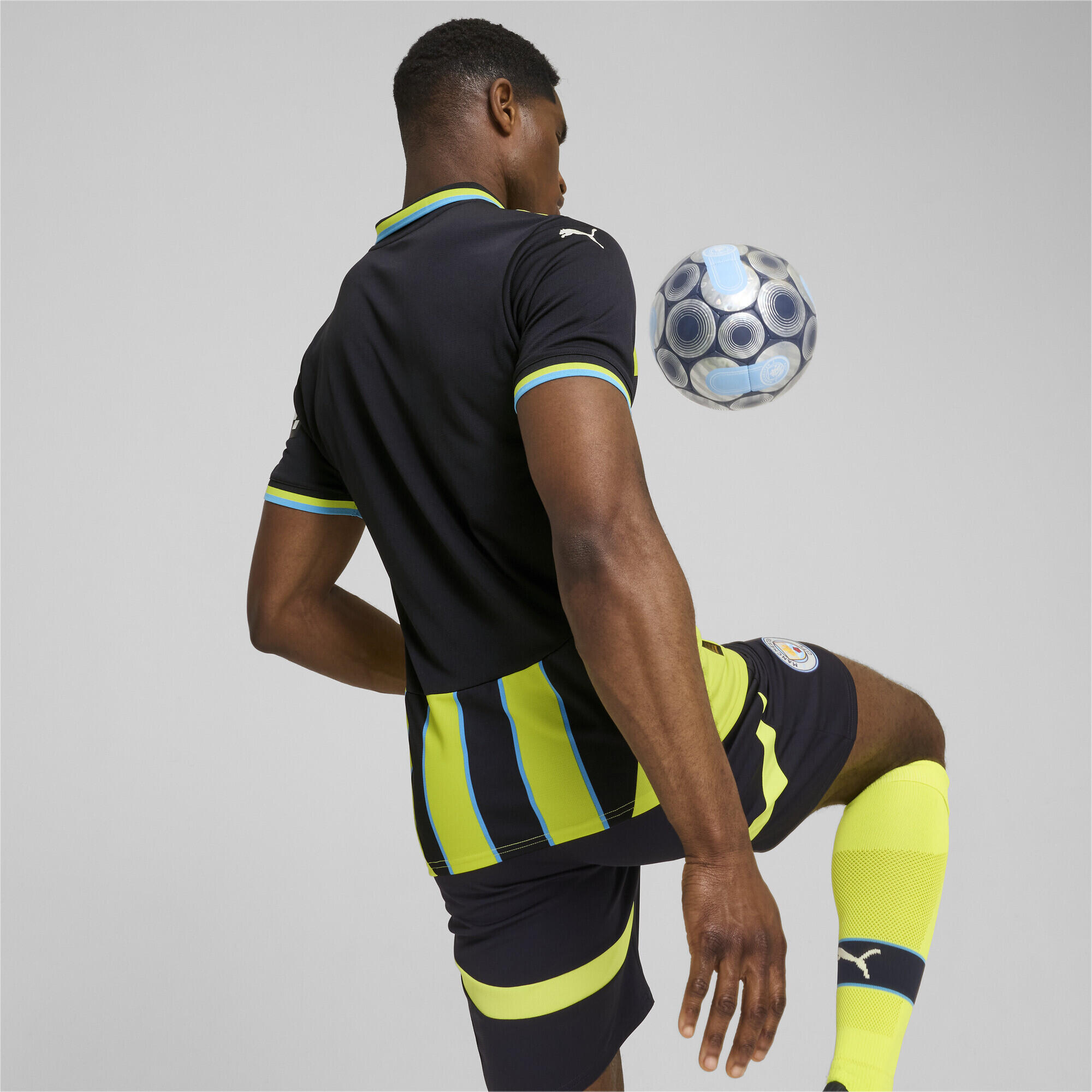 Manchester City 24/25 uitshirt voor heren PUMA New Navy Yellow Glow Blue 5/7