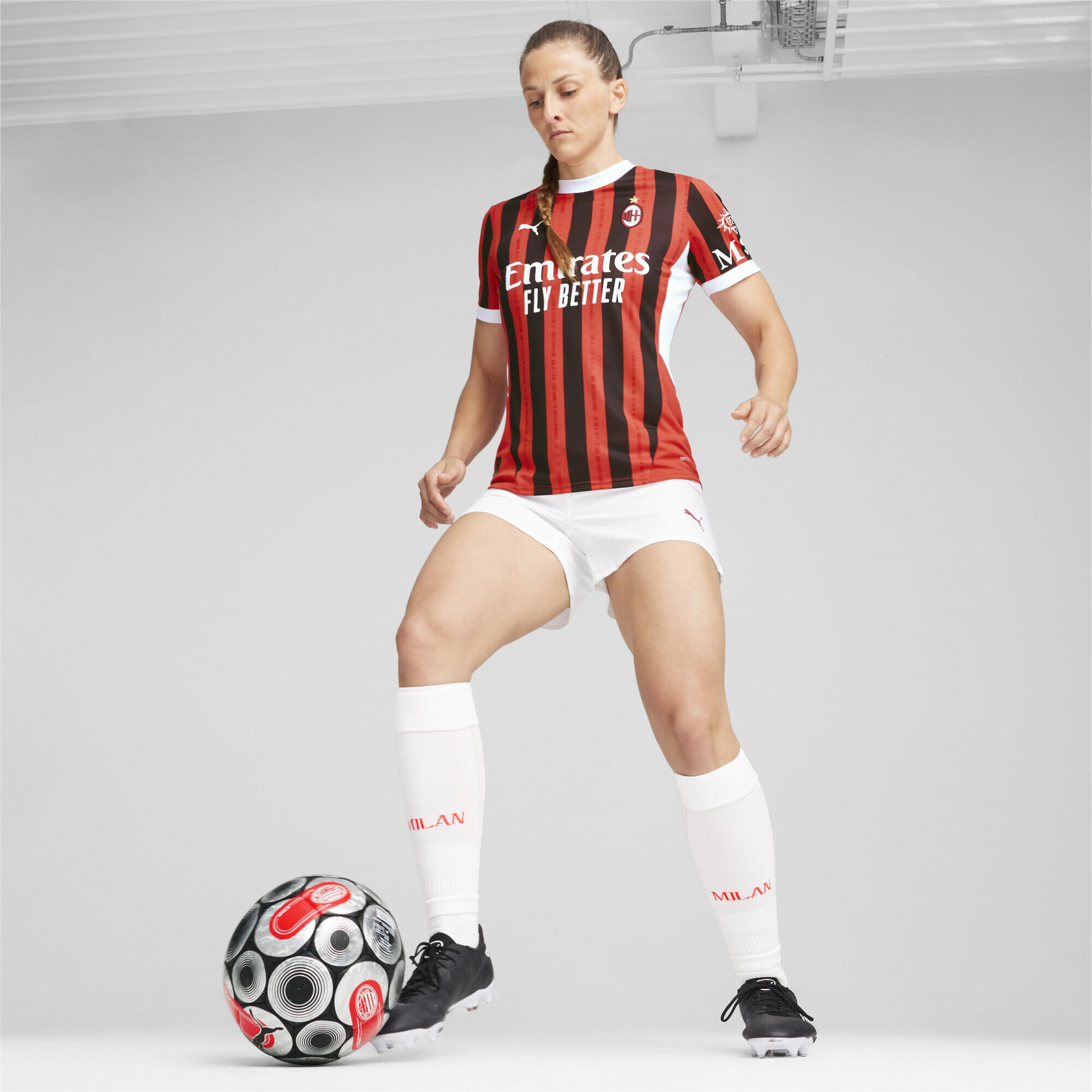 Dámský fotbalový dres AC Milán 24/25 PUMA For All Time Red Black 4/7