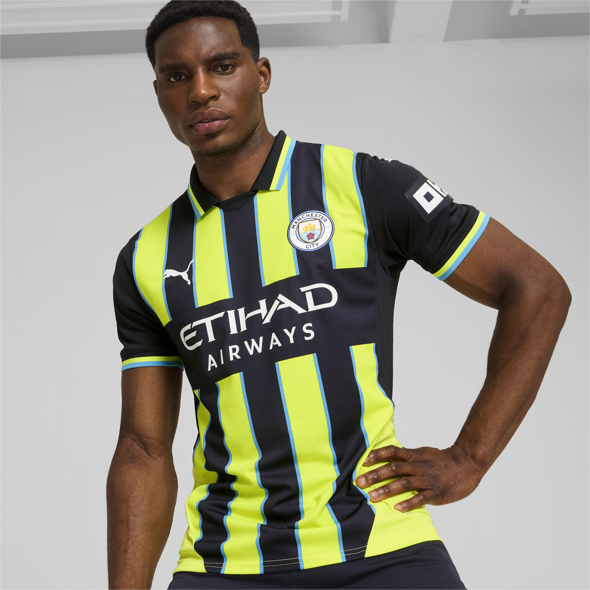 Manchester City 24/25 uitshirt voor heren PUMA New Navy Yellow Glow Blue 2/7