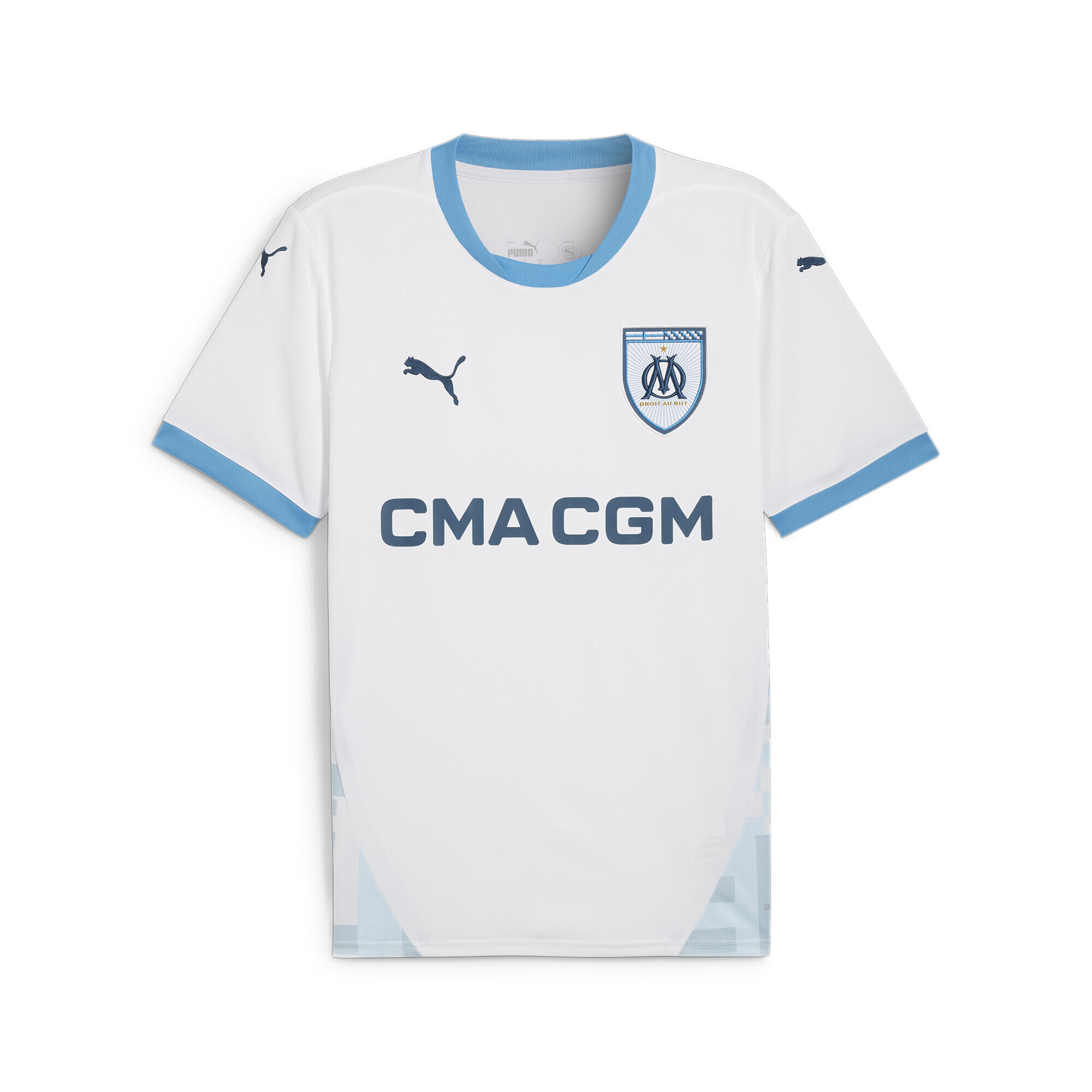 Maglia gara Home Olympique de Marseille 24/25 da uomo PUMA White Bleu Azur Blue |  Puma