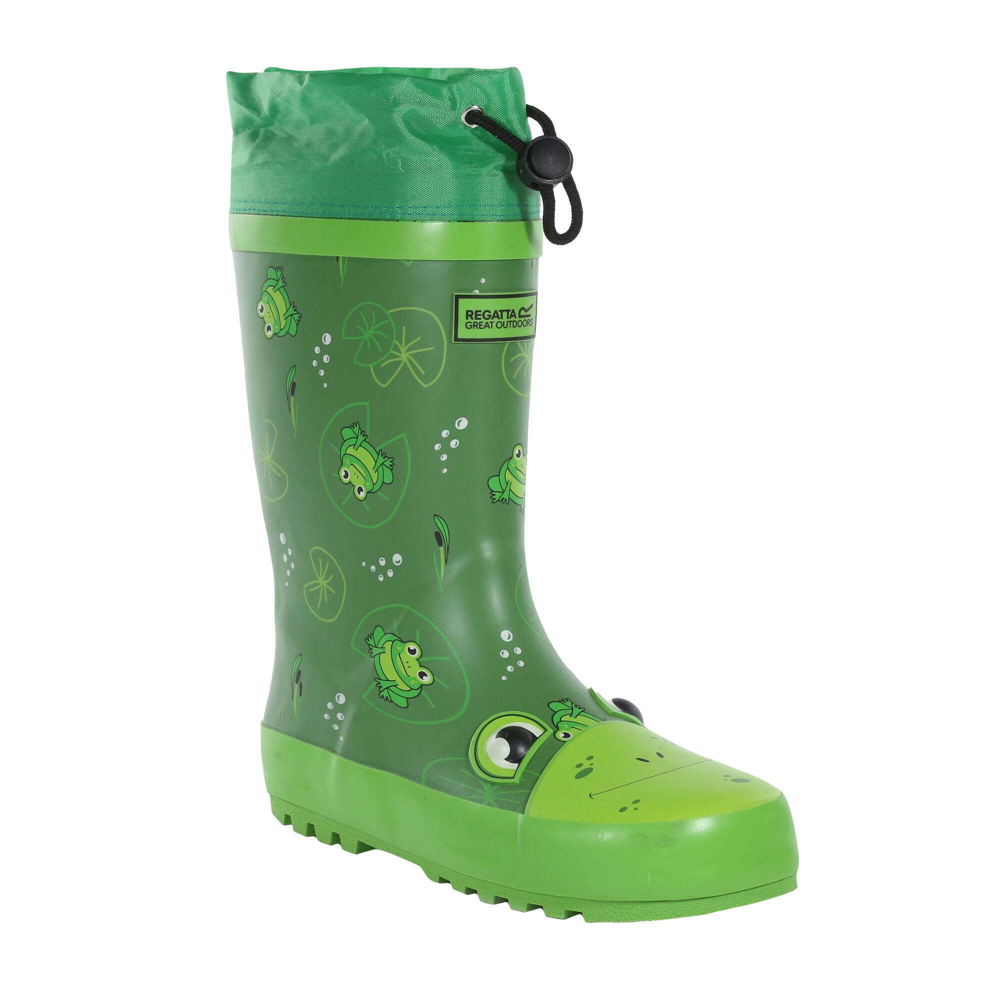 REGATTA Childrens/Kids Mudplay Jnr Frog Square Wellington Boots (Frog Green)