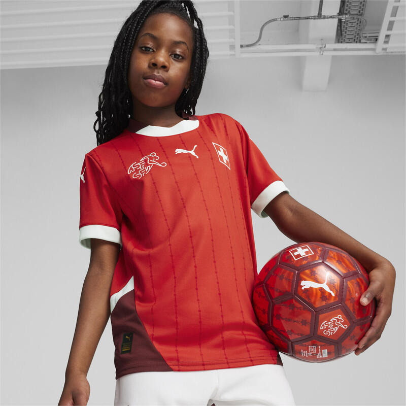 Camiseta de local de Suiza 2024 de fútbol Niño PUMA Red Team Regal