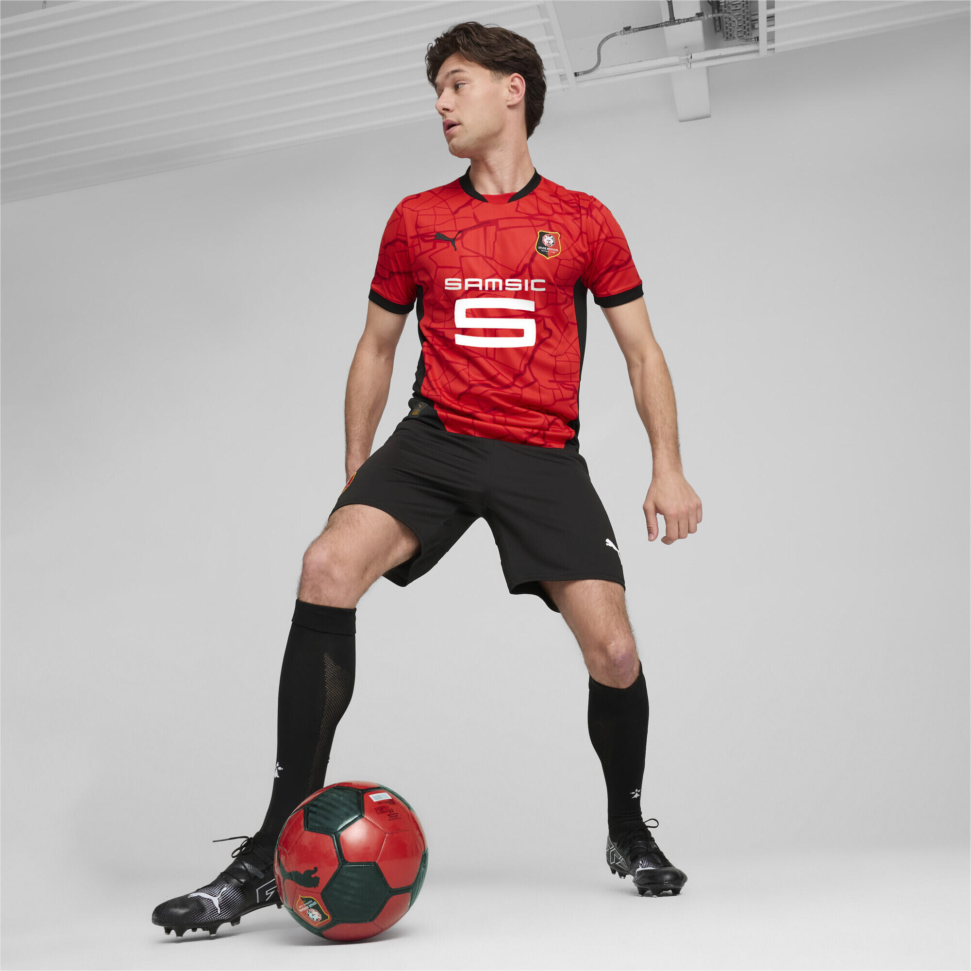 Stade Rennais F.C. 24/25 thuisshirt voor heren PUMA Red Black 5/7
