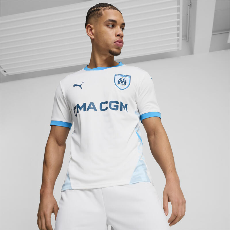 Młodzieżowa koszulka domowa Olympique Marsylia 24/25 PUMA White Bleu Azur Blue