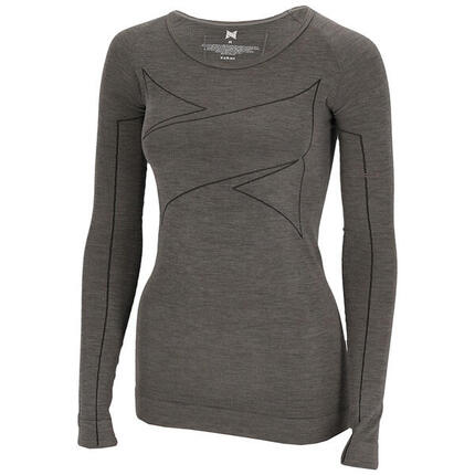 T-shirt Manche Longue Thermique Femme Laine Mérinos Gris