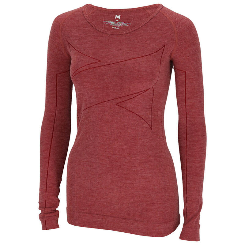 Camisa Térmica Xtreme Mujer Lana Merino Rojo Melange