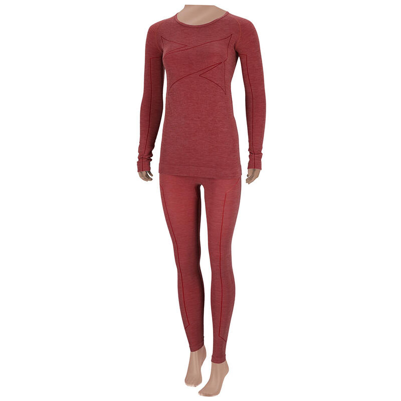 Xtreme Legging Thermique Femme Laine Mérinos Rouge Mélange