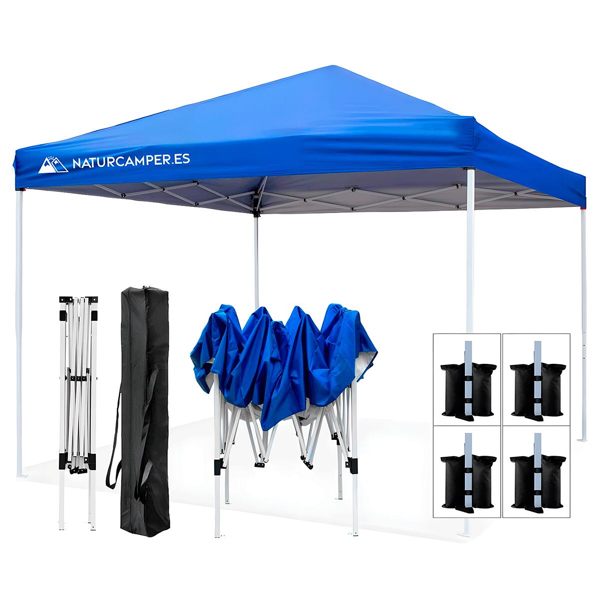 Tenda dobrável 3x3m Azul para praia, jardim, acampamento ou piscina