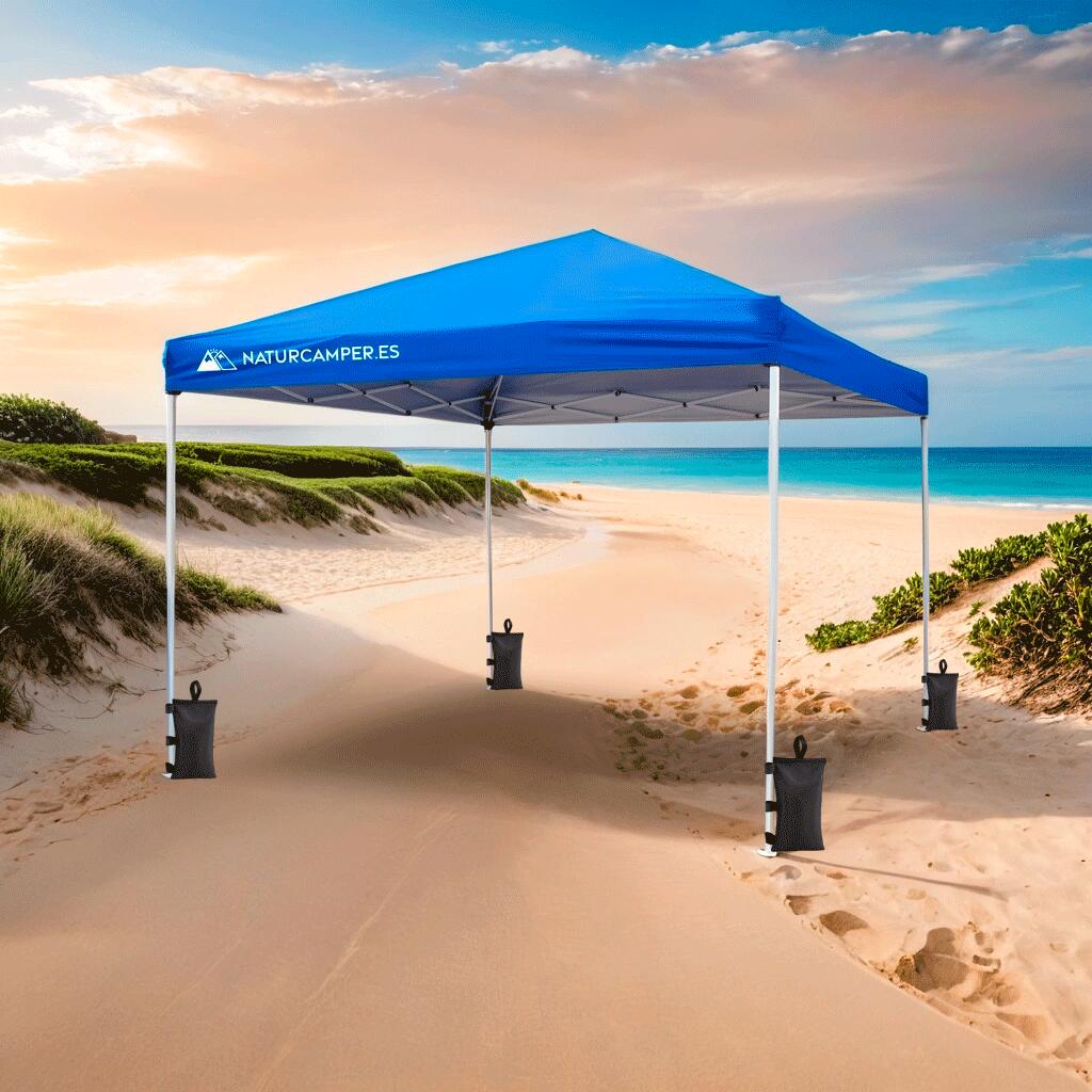 Blauw vouwtent 3x3m, Strand en camping, Met draagtas 2/7
