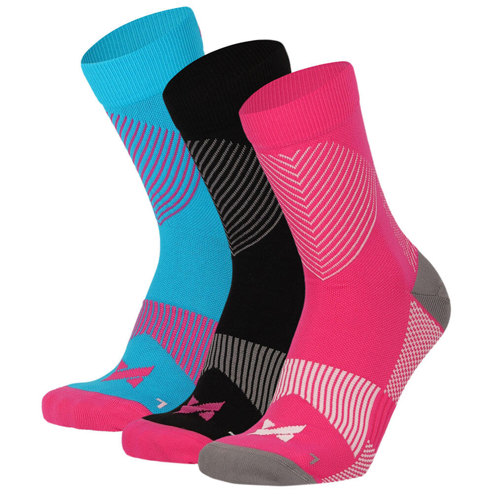 XTREME SOCKSWEAR   Hardloop Sokken Compressie Quarter 3-pack Multi Roze