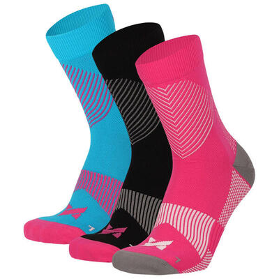 Hardloop sokken compressie quarter 3-pack multi roze