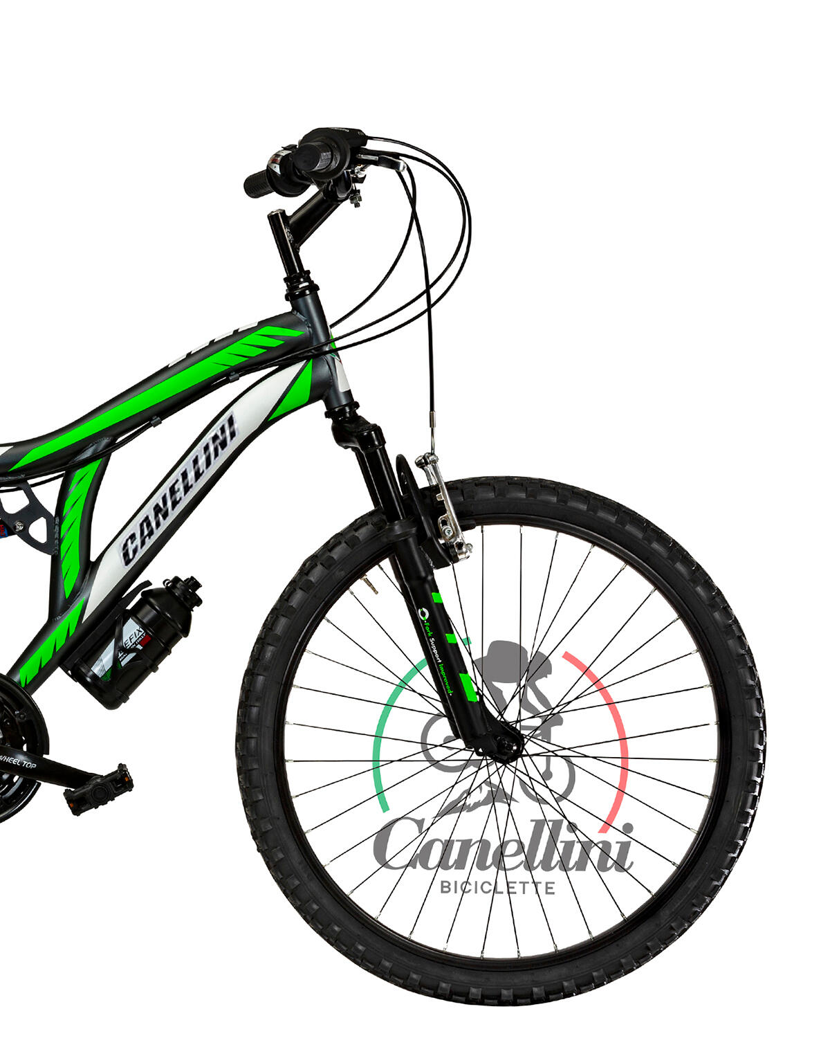 Bici da bambino MTB Canellini COLORADO 24" FULL SUSPENSION - Titanio/Verde 2/3