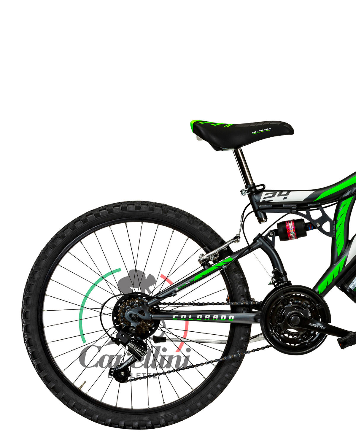 Bici da bambino MTB Canellini COLORADO 24" FULL SUSPENSION - Titanio/Verde 3/3