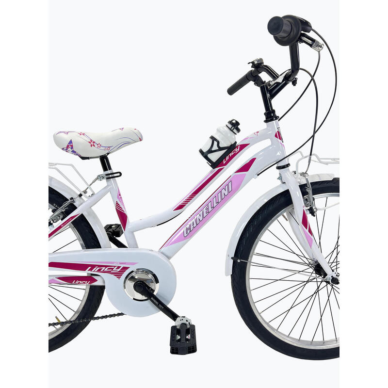 Bicicleta de niña MTB Canellini LINCY 24" 6V - Blanco/Rosa