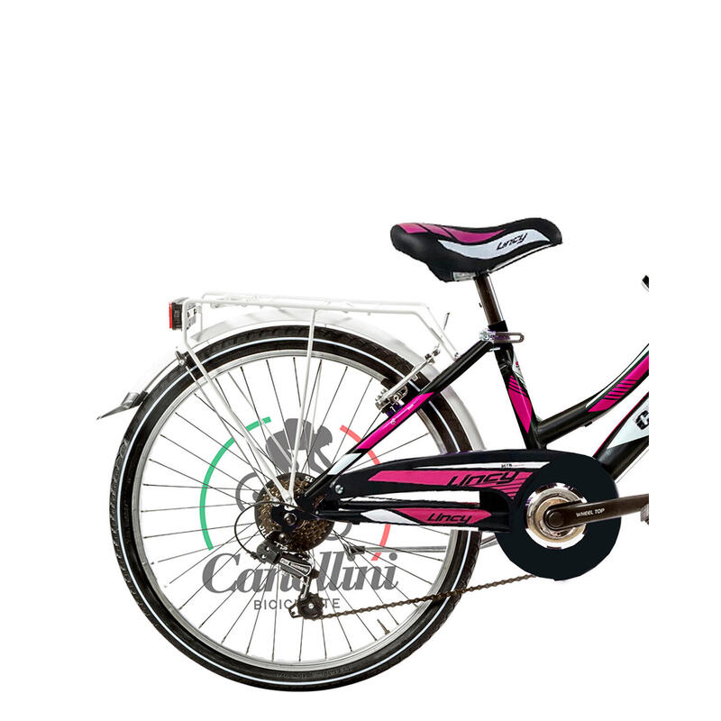 Meisjesfiets MTB Canellini LINCY 24" 6V - Zwart/Fuchsia