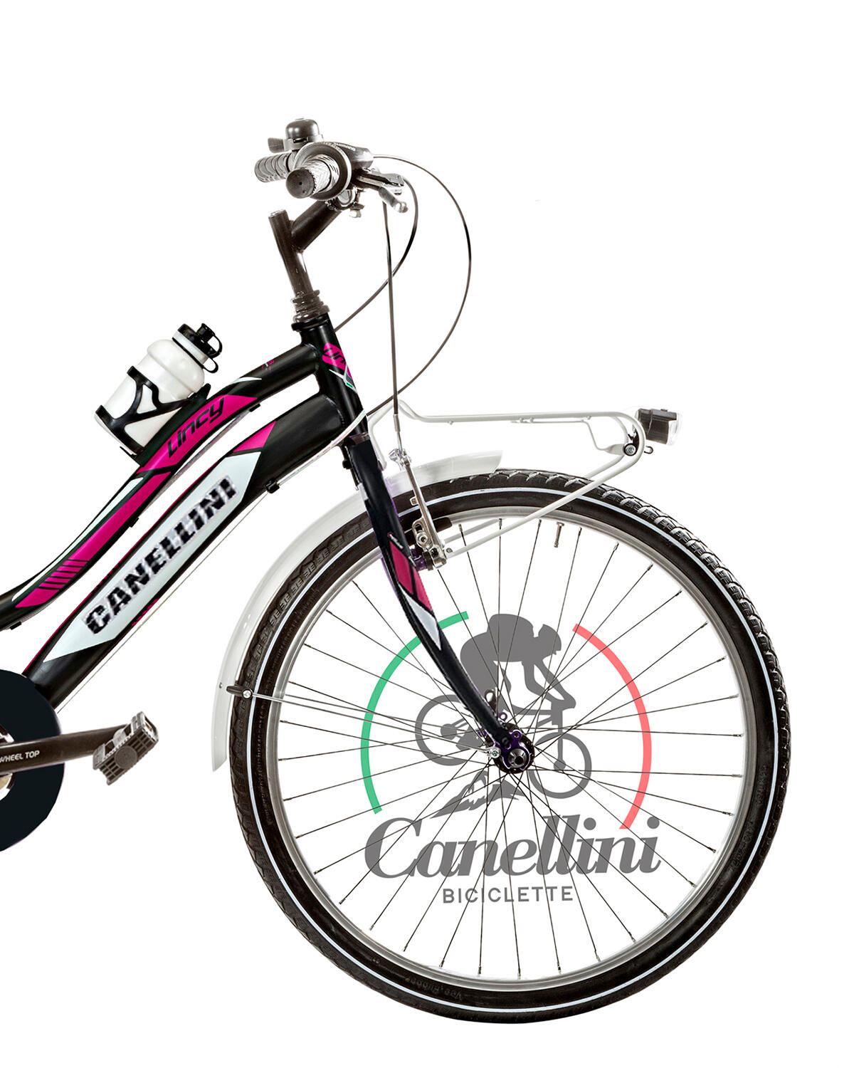 Meisjesfiets MTB Canellini LINCY 24" - Zwart/Fuchsia 2/3