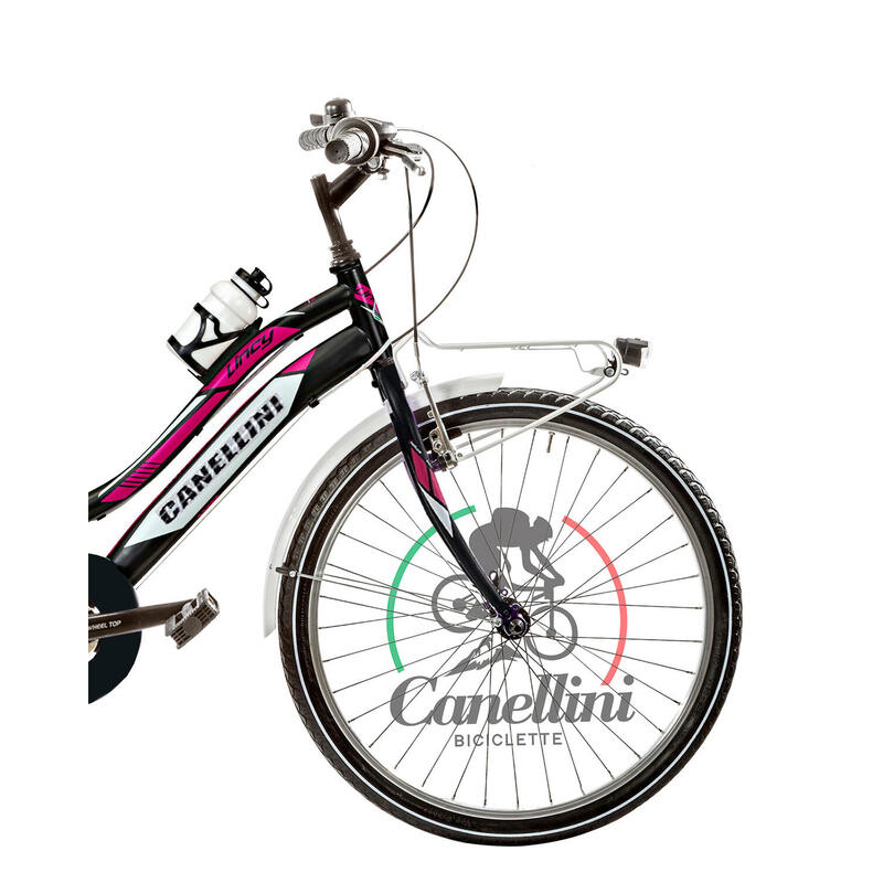 Meisjesfiets MTB Canellini LINCY 24" 6V - Zwart/Fuchsia