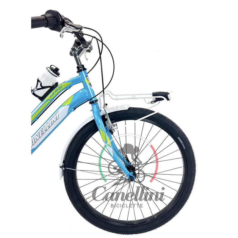 Bicicletta da bambina MTB Canellini LINCY 24" 6V - Azzurro/Verde