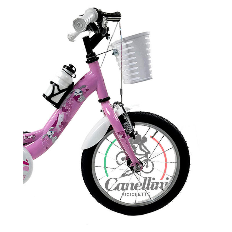 Bicicletă pentru fete Canellini VENERE 14" BABY BUNNY - Roz