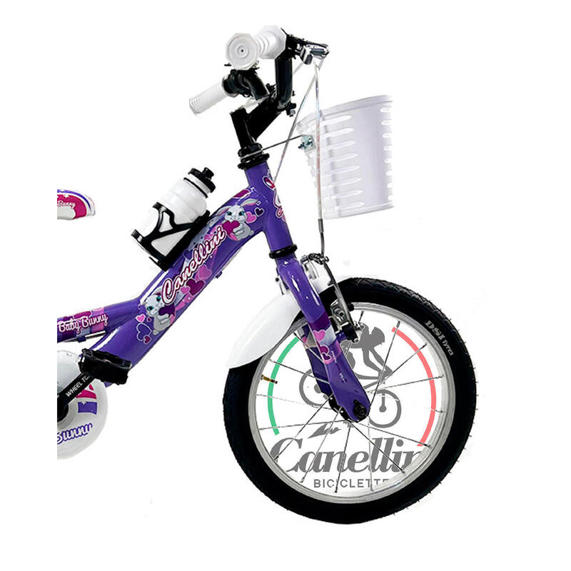 Bicicletă pentru fete Canellini VENERE 14" BABY BUNNY - Violet