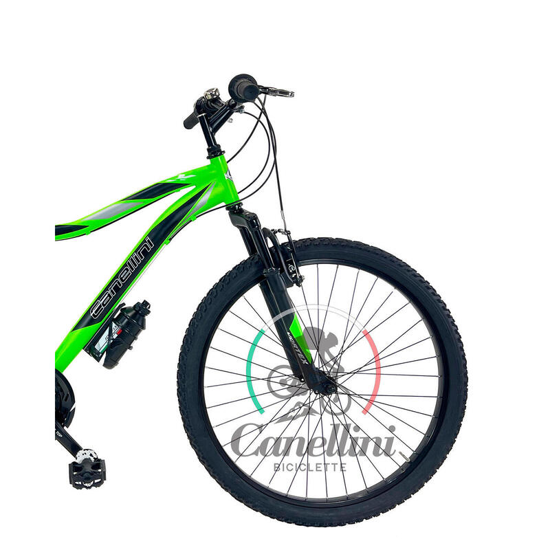 Vélo Enfant VTT Canellini VORTEX 26" 18V - Vert/Noir