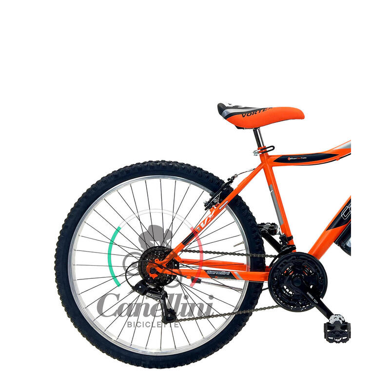 Bicicleta de niño MTB Canellini VORTEX  26" 18V - Naranja/Negro