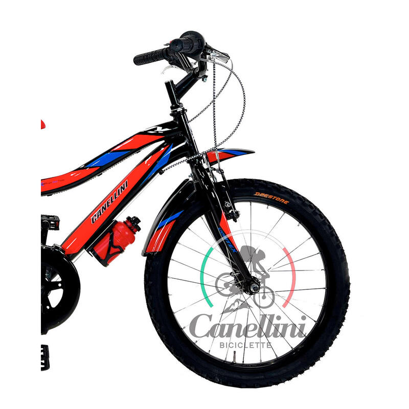 Kinderfiets MTB Canellini VORTEX 20" 6V - Zwart/Rood/Blauw