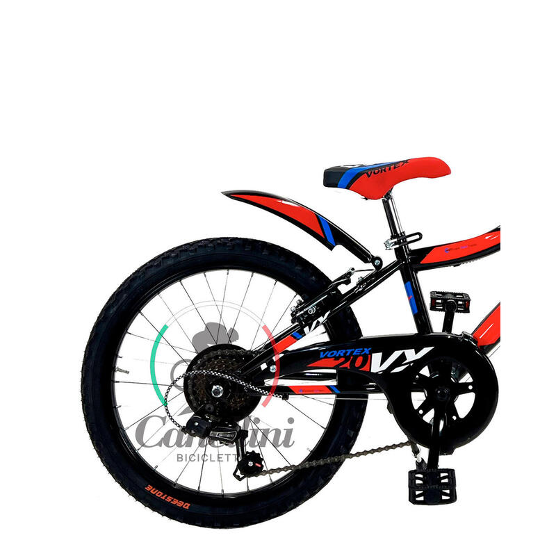 Kinderfiets MTB Canellini VORTEX 20" 6V - Zwart/Rood/Blauw